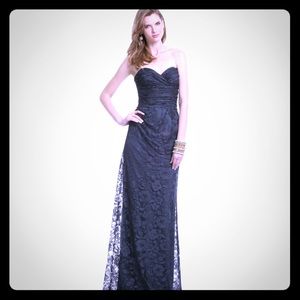 Navy Floral Mist Lace Gown by David Meister